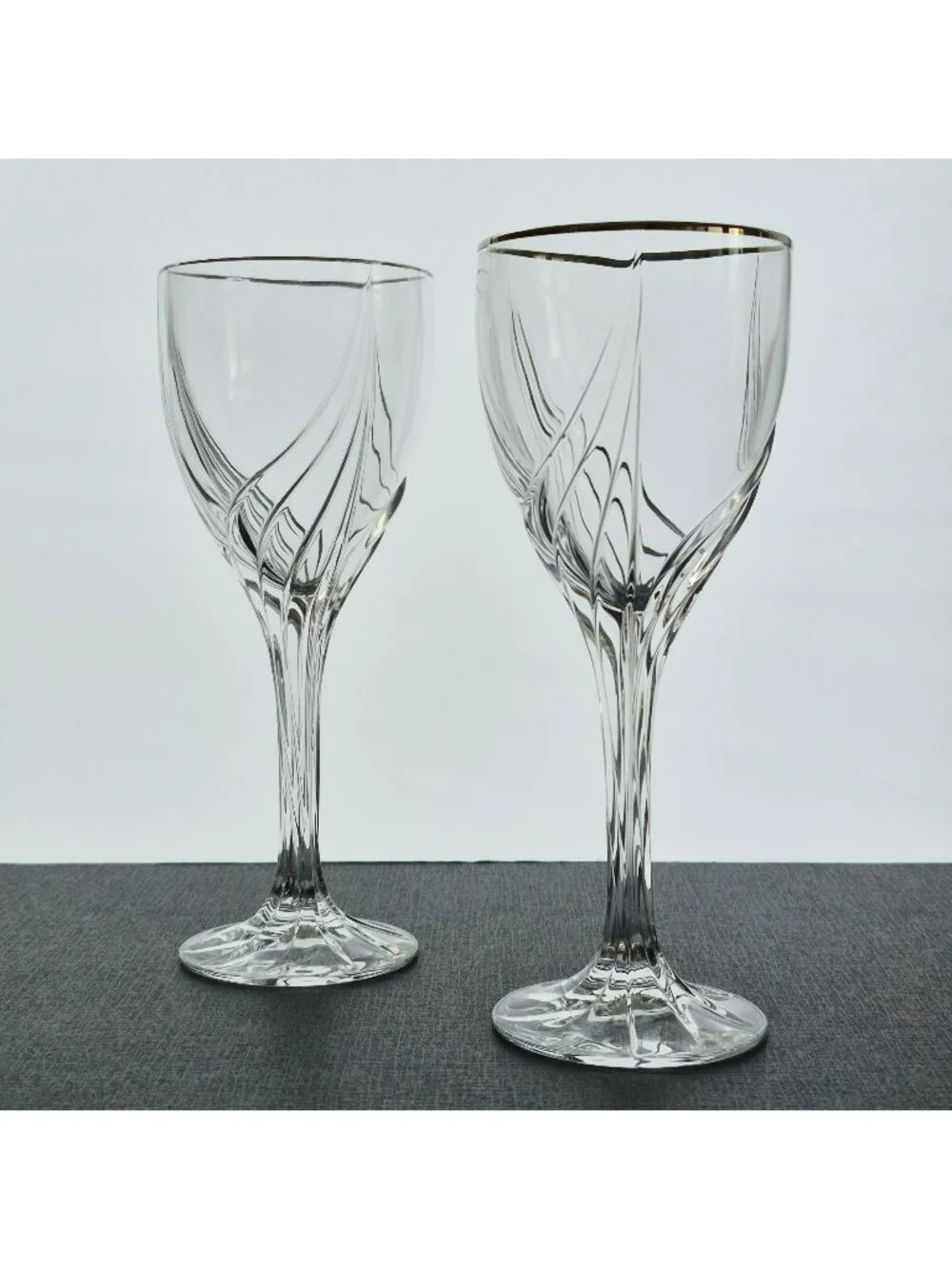 Lenox Debut Platinum Crystal Goblet Set of 2, Swirl Design, Elegant Drinkware